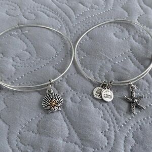Alex and Ani Silver Charm Bracelets with Starfish and Shell